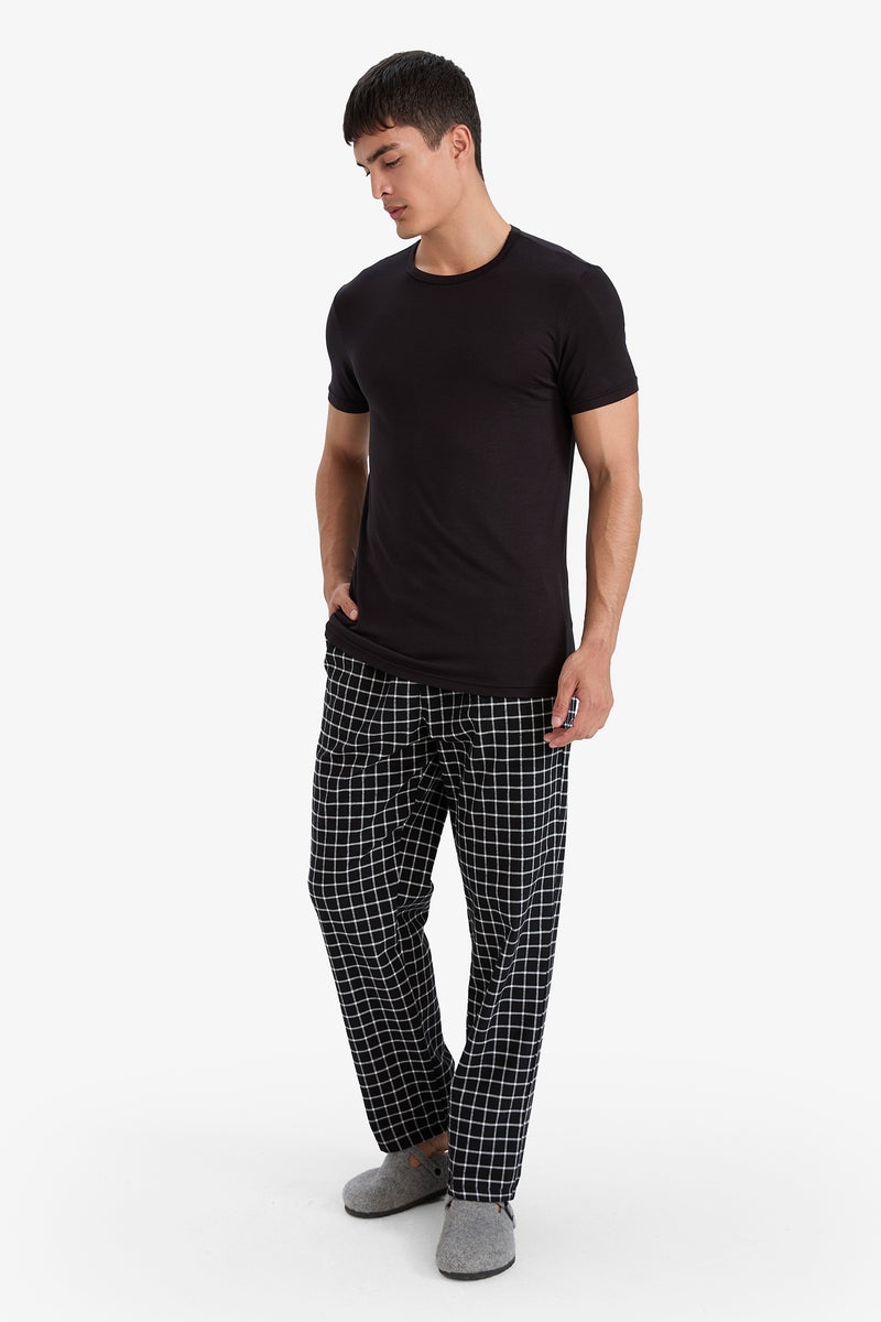 DeFacto Black Man Regular Fit Long Checked Pyjamas Bottoms Casual - Image 3